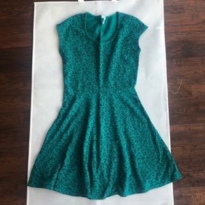 NWT Splendid teal leopard print causal dress Sz XS
